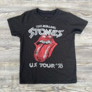 Boys Girls Black Rolling Stones T Shirt 78 Tour Rock Graphic Tee 4T Kids Toddler